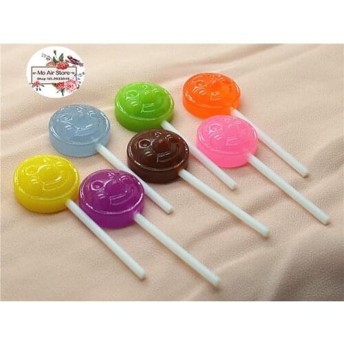 10pcs Resin flatback translucence lollipop mix color crafts for hair bow center decoration 19x60mm