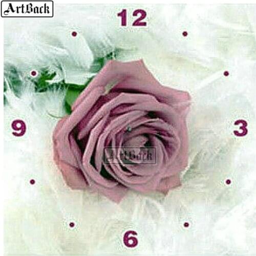 21 kinds of diamond painting wall clock rose flower icon full square mosaic 3d round diamond embroidery clock room decoration