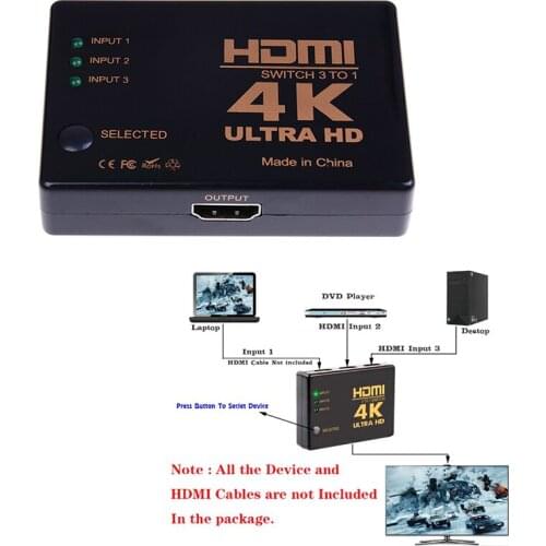 3 Port HDMI Switch 4K*2K Switcher Splitter Selector Box Ultra HD For DVD HDTV Xbox PS3 PS4
