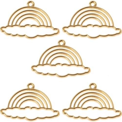 5Pcs Rainbow Sweet Heart Blank Resin Frames Pendant Open Bezel Setting Jewelry Making