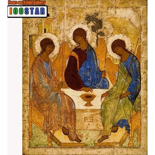 Diamond painting cross stitch mosaic Full diamond pattern Holy Trinity icon Three Angels Painting Religious icon Christian gift