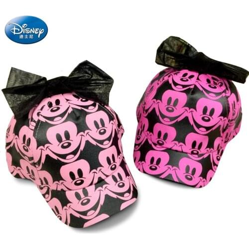 Disney Korean Spring Autumn Minnie Mouse Cartoon Cotton Baseball Caps With Bow Lovely Baby Girls Boys Childrens Kids Sun Hats