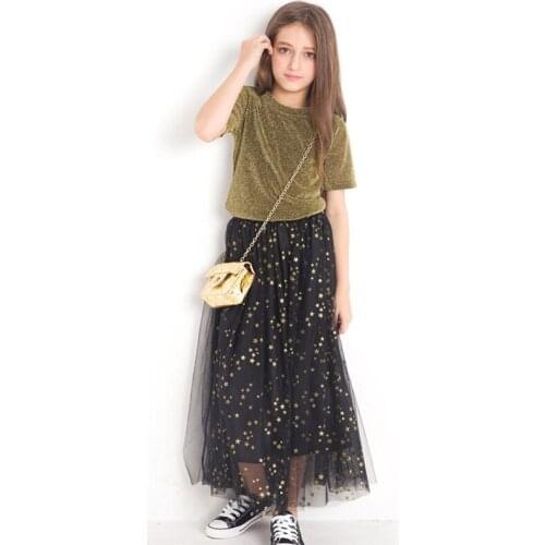 Kids Girls Clothing Summer Girls Sets Blingbing Tops Star Skirts 2 pieces Suits 8 10 years