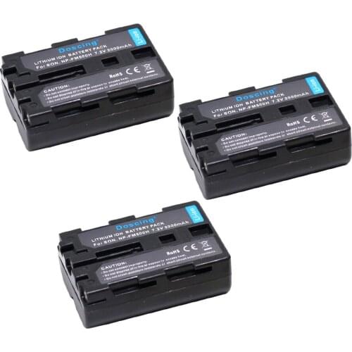 Doscing 3Pcs NP-FM500H NP FM500h Battery for Sony Alpha SLT A57 A58 A65 A77 A77V A99 A350 A450 A500 A550 A700 A850 A900 CLM-V55