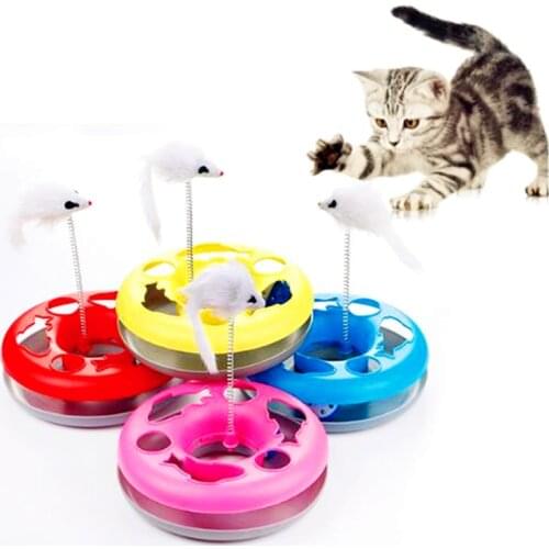Funny Pet Toys Cat Crazy Ball Disk Interactive Amusement Plate Mouse Spring Cat Toys Turntable Pet Interactive Toys Supplies