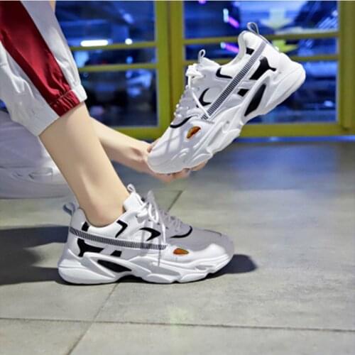 2020 Womens Chunky Sneakers Thick Bottom Platform Vulcanize Shoes Fashion Breathable Casual Running Shoe for Woman Female