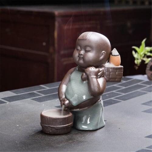 Little Monk Pee Boy Censer Buddha Incense Holder Backflow Incense Burner Ceramics Incense Burner Ornamental Craftwork Figurine