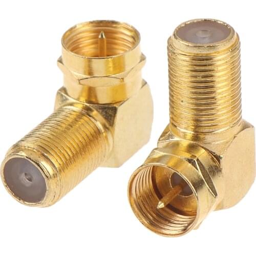 Copper Gold plated F Male Plug to F Female Jack Right Angle Adapter 90 Degree Coax TV F Connector