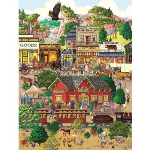 Diamond Mosaic Full Western Town Diamond Embroidery Crafts 5D DIY Diamond Painting Cross Stitch Cartoon Home Decor Needlework