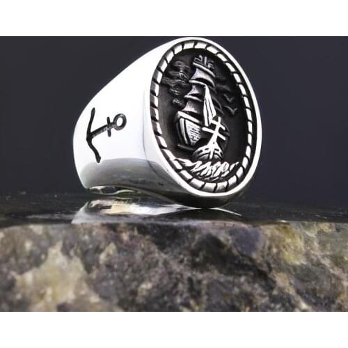 Solid 925 Sterling Silver Sailors Anchor Sailboat Mens Ring Special Ring Jewelry Accessory For Men Made in Turkey