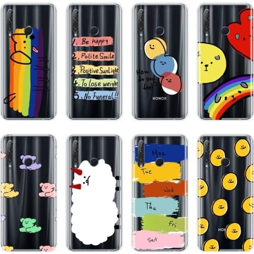 Soft Phone Case For Huawei Honor V20 8S 8A Pro Silicone Rainbow Dog Cute Cartoon Back Cover For Huawei Honor 20 Lite Pro 10i 20i