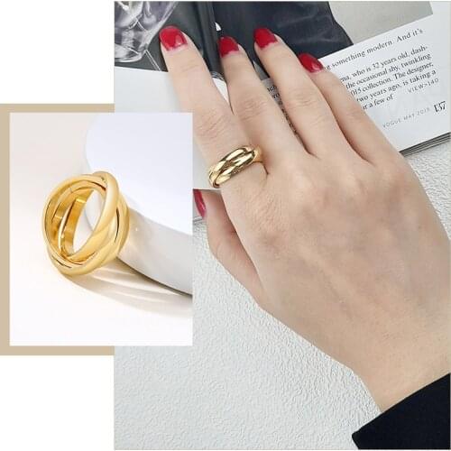 Women Classic 3 Rounds Ring Sets Solid Stainless Steel Wedding Engagement Female Gifts Jewelry