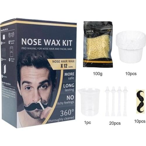 Painless Nose Wax Kit For Men Women Nose Hair Removal Wax Set Paper-Free Nose Hair Wax Beans Cleaning Wax Kit