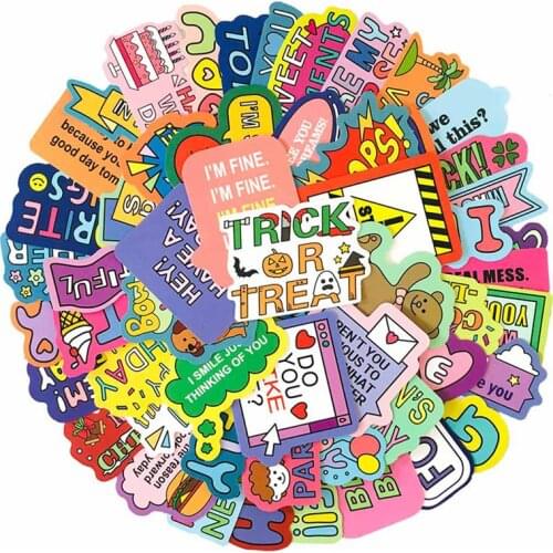 55 pcs/pack Journal PVC Decorative English Words Stickers for Cute Bear Waterproof Stationery Craft Stickers Scrapbooking Decal