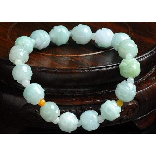Natural Grade A Jade (Jadeite) waxy Burma jade, beads for men and women bracelet free shipping