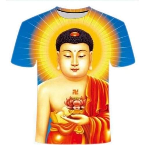 2021 new male and female couples 3D printed top T-shirt, bodhisattva pattern casual summer street Harajuku clothing