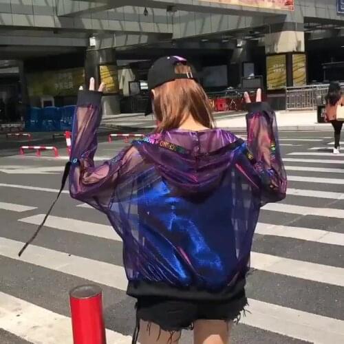 Sexy Coat Women Jackets Harajuku Coats And Jacket Streetwear Windbreaker Loose Ribbon Baseball Uniform Sun Summer Female Coat