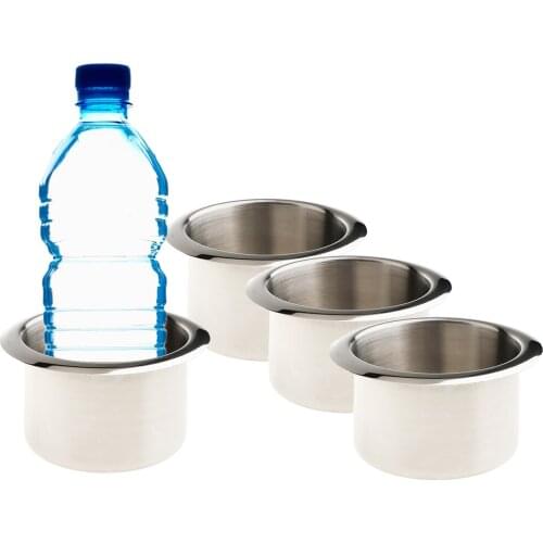 Stainless Steel Cup Drink Holder for Marine Auto Truck Camper RV Polished,Pack of 4