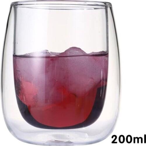 Transparent Double Wall Handmade Glass Heat Resistant Tea Coffee Drink Cup Insulated Clear Glass Whiskey Drinkware Cup