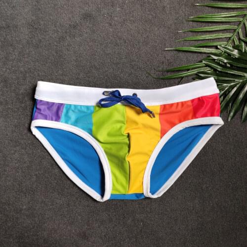 Bikini Sale Mens Sexy Swimming Trunks Matching Color Handsome Bathing Man Close-fitting Underwear Anti-exposure Shorts Men