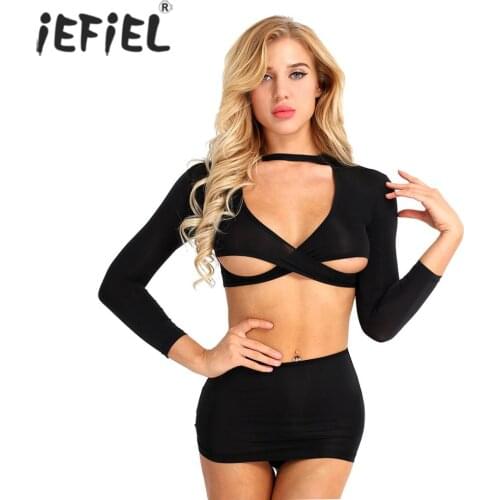 Women Adult Sexy Secretary School Teacher Outfit Uniform Roleplay Costum See Through Sheer Lingerie Crop Top Mini Skirt G-string