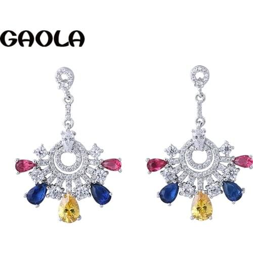 GAOLA New Fancy Clear AAA Cubic Zircon Bridal Flower Dangle Earrings Sexy Women Luxury Jewelry GLE5592