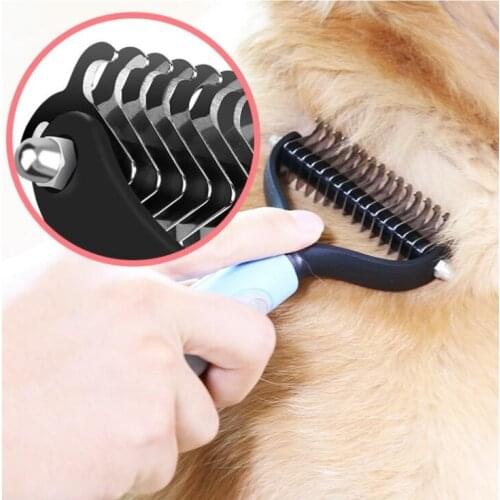 Combing brush knots dog Cutter Brush Double Sided Cat Dog Grooming Shedding Tool Long Curly Hair Cleaner Comb Pet Grooming