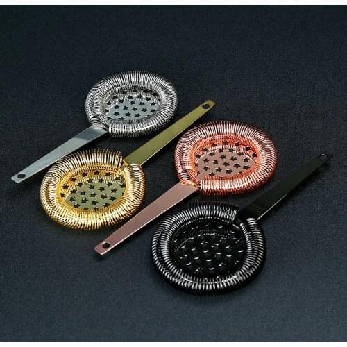 Free Shipping the Star Stainless Steel Bar Strainer Hawthorne Strainer For Cocktail Drink Bartender Tool