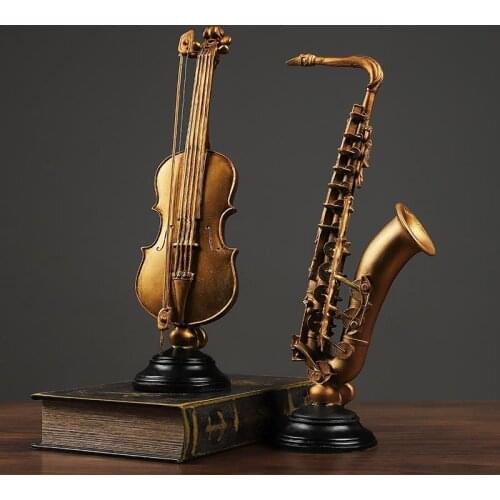 Nordic Vintage Musical Instrument Model Statue Ornaments Creative Figurine Home Decor Living Room Sculpture Modern Art Crafts