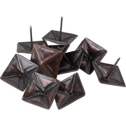 Replacement Red Bronze Antique Square Upholstery Nails Tack Pyramid Studs Vintage Furniture 30 x 30mm (Pack of 10)
