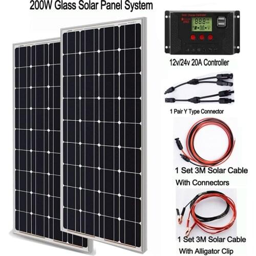 Solar Panels 100W 200W Kit Solares Monocrystalline Solar Cell12V 24V Battery Charge Solar System For Home
