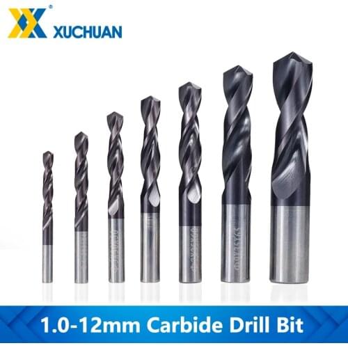 Carbide Drill Bit 1.0-12mm Twist Drill Bits VAPO Coated Stainless Tungsten Gun Drill Bit For CNC Lathe Machine