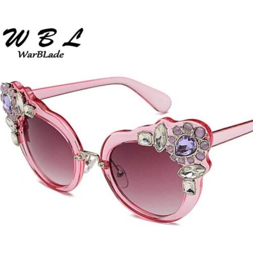 WarBLade 2019 New Artificial Crystal Embellishment Cat Eye Women Sunglasses Fashion Summer Sun Glasses For Women Cat Eye