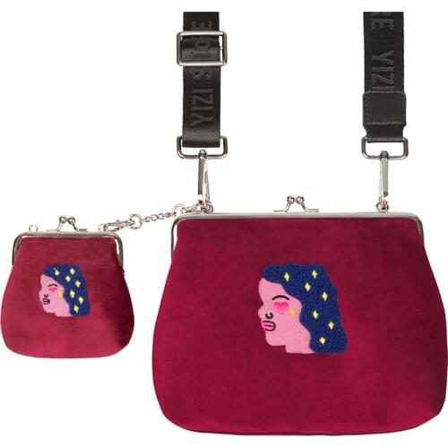 YIZI New original creative women velvet messenger bags portable vintage satchels for girls with 3 selections (FUN KIK store)