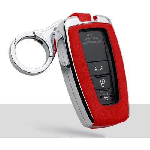 Suede Leather Zinc alloy Car Key Case Cover For Toyota Camry CHR C-HR Prius Camry Corolla RAV4 Prado 2017 2018 Auto Accessories