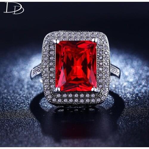 Square Red Love Mood Ring For Women Accessories Female Wedding Engagement Ladies Rings Anillo Mujer Bagues Jewelry Dd209