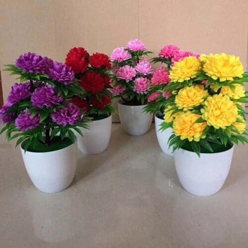 1Pc Artificial Chrysanthemum Bonsai Potted Plant Landscape Home Floral Decor Unfading Un-Shedding Real-Like Home Decor