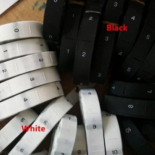 100PCS Black/White polyester cloth size label baby clothing woven tags 0 , 1 , 2 , 3 , 4 , 5 , 6 , 7 , 8 , 9 , 10