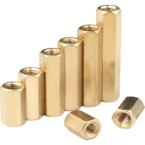 2-50pcs Hex Female to Female M2 M2.5 M3 M4 M5 M6 brass standoff spacer Hexagonal Stud Spacer Hollow Pillars