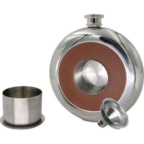 30 Sets Round Stainless Steel Pocket Flask With Build-in Cup 5oz Hip Flask Mirror Polished Bottles+ Free Funnel SN479