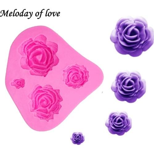 3D Roses Flowers chocolate wedding cake decorating tools DIY baking fondant silicone mold kitchen Baking accessories T0116