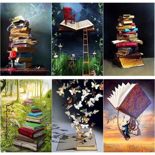 New 5D DIY Diamond Painting Full Square Round Drill Books Diamond Embroidery Abstract Book Cross Stitch Crafts Home Decor Gift