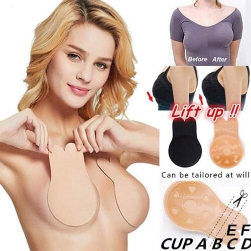 Women Push Up Bras For Self Adhesive Silicone Strapless Invisible Bra Reusable Sticky Breast Lift Up Tape Kawaii Rabbit Bra Pads