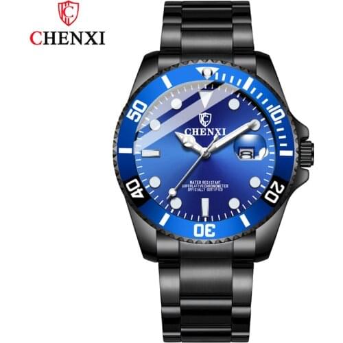 CHENXI Mens Business Watch Casual Premium Waterproof Luminous Luxury Fashion Black Quartz Watch WA184