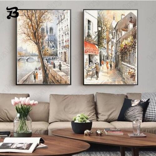 City Natural Scenery Canvas Painting Wall Art Street Landscape Posters Prints Wall Pictures for Living Room Home Wall Decoration