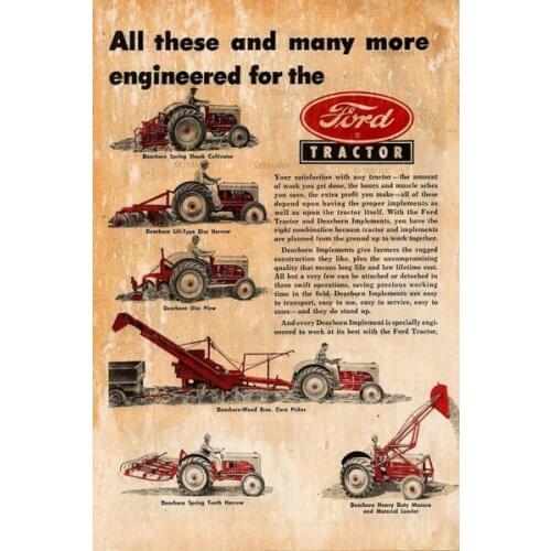 Classic Metal Painting Ford Tractor Advert Vintage Retro Style Metal Sign, Garage Wall Decoration