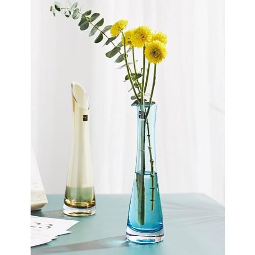 Modern concise Multicolor crystal glass Vase transparent vases Flower arranging Terrarium Hydroponic Container Home Decoration