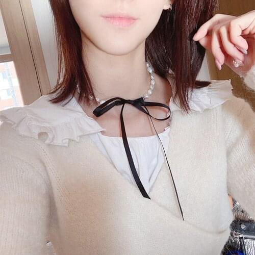 Liemjee Fashion Personality Jewelry Bow-Knot Irregular Pearls Necklace For Women Feature Namour Charm Gift All Seasons