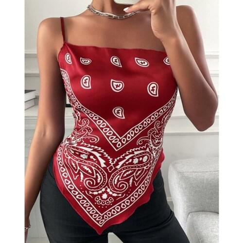 Womens Sexy Silk Women Print Camis Y2K Bandage Backless Strap Cropped Tops Girls Sexy Sling Vest Summer Streetwear Club Vest