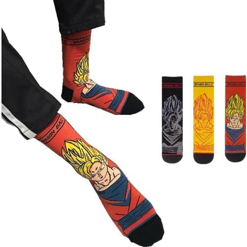 Mens spring autumn personality cartoon anime cotton happy socks Harajuku fashion trend skateboard socks
